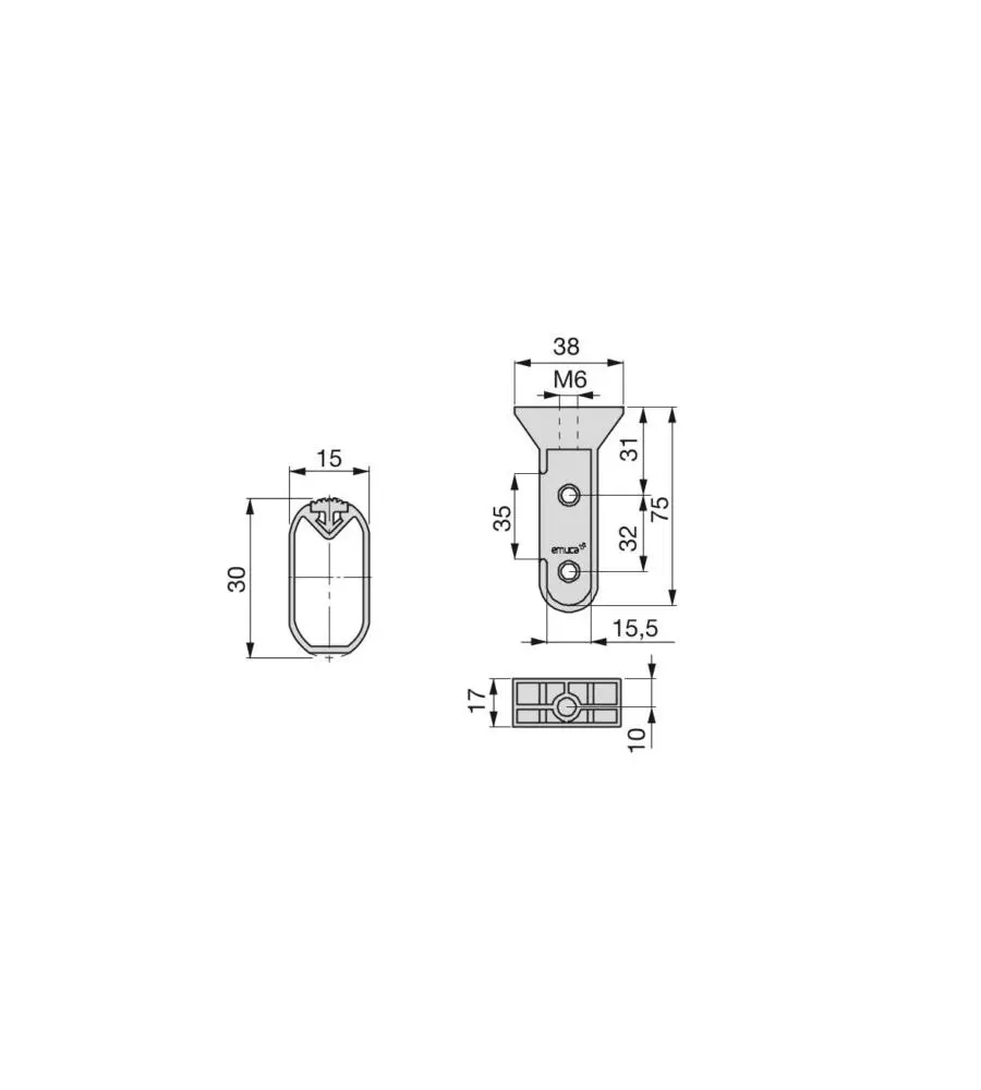 Kit 2 tubi per armadio alluminio, 75 cm